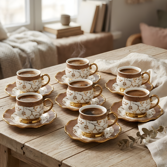 Coffee Cup and Saucer Set - 12 Pcs